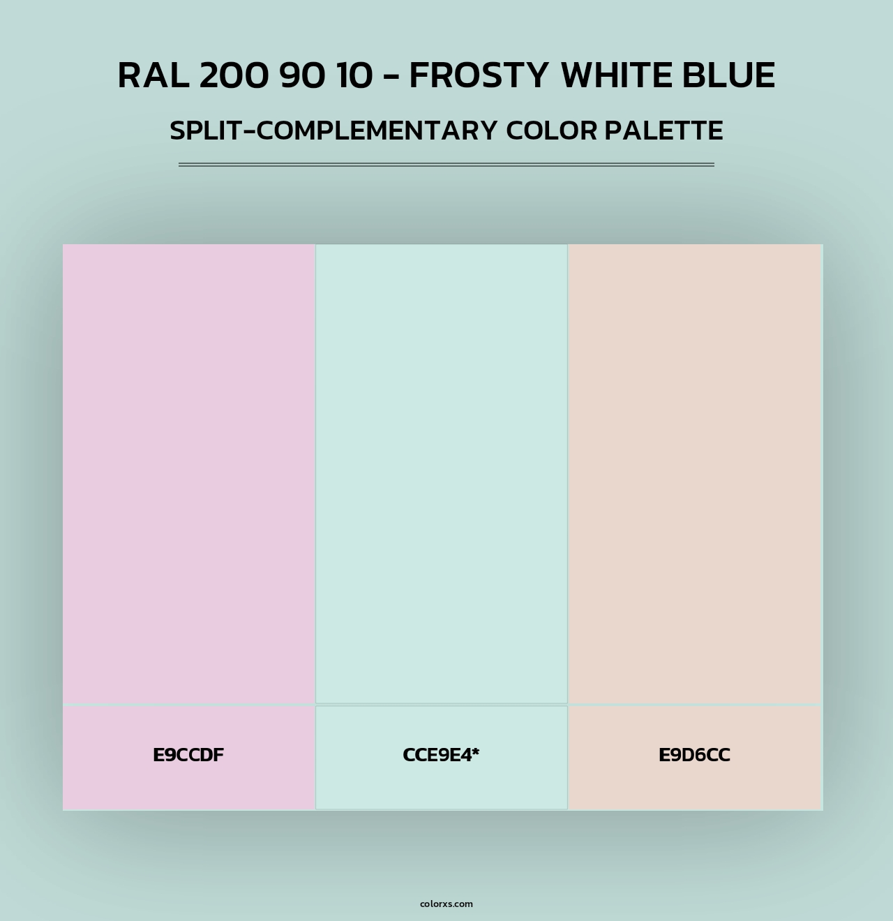RAL 200 90 10 - Frosty White Blue - Split-Complementary Color Palette