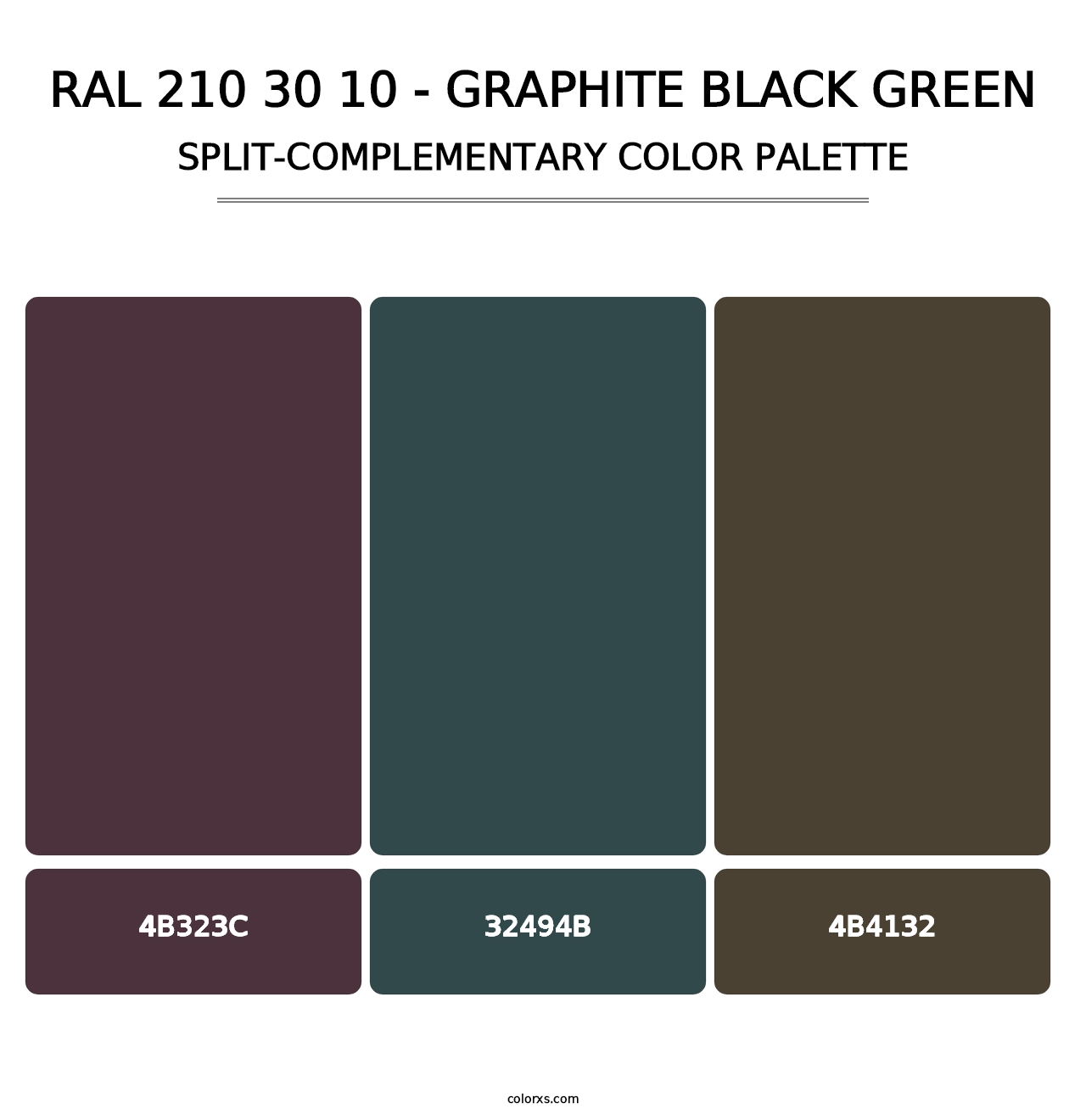RAL 210 30 10 - Graphite Black Green - Split-Complementary Color Palette