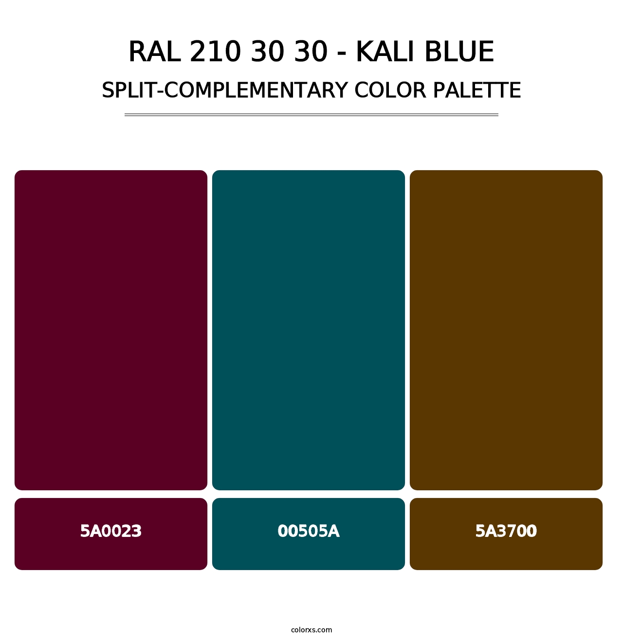 RAL 210 30 30 - Kali Blue - Split-Complementary Color Palette