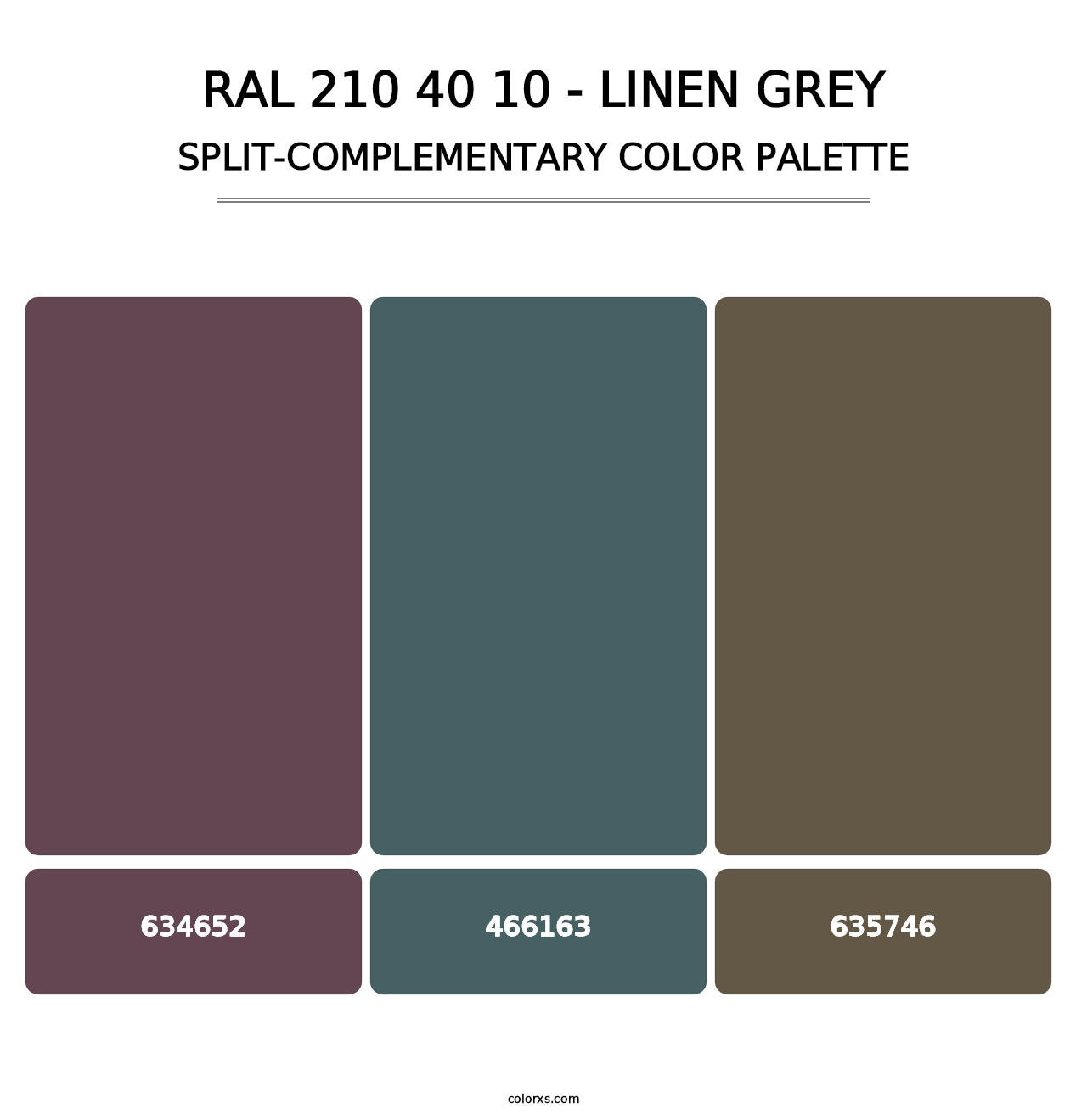 RAL 210 40 10 - Linen Grey - Split-Complementary Color Palette
