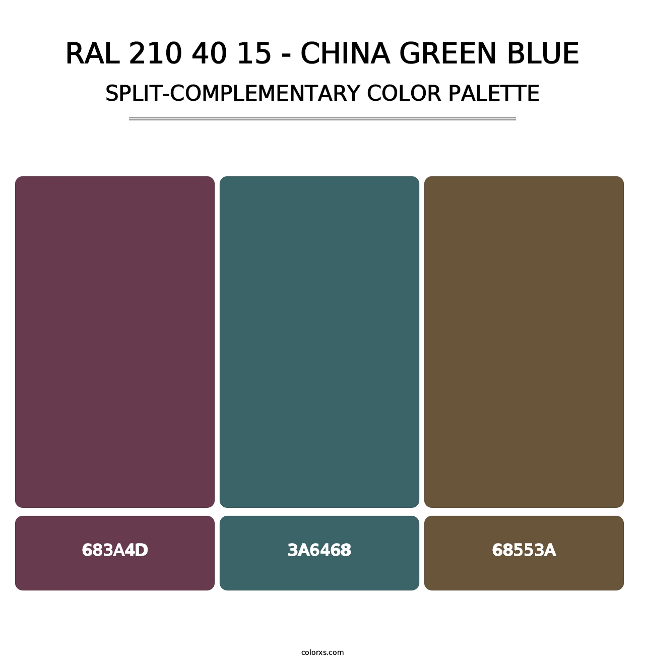 RAL 210 40 15 - China Green Blue - Split-Complementary Color Palette