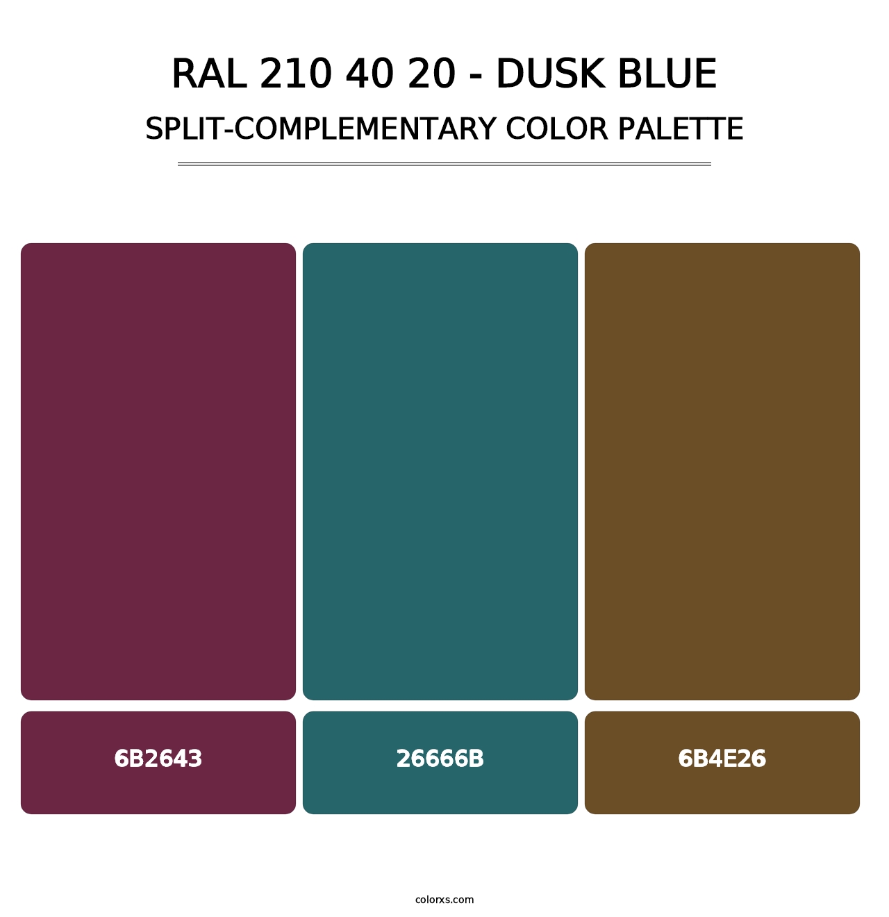 RAL 210 40 20 - Dusk Blue - Split-Complementary Color Palette