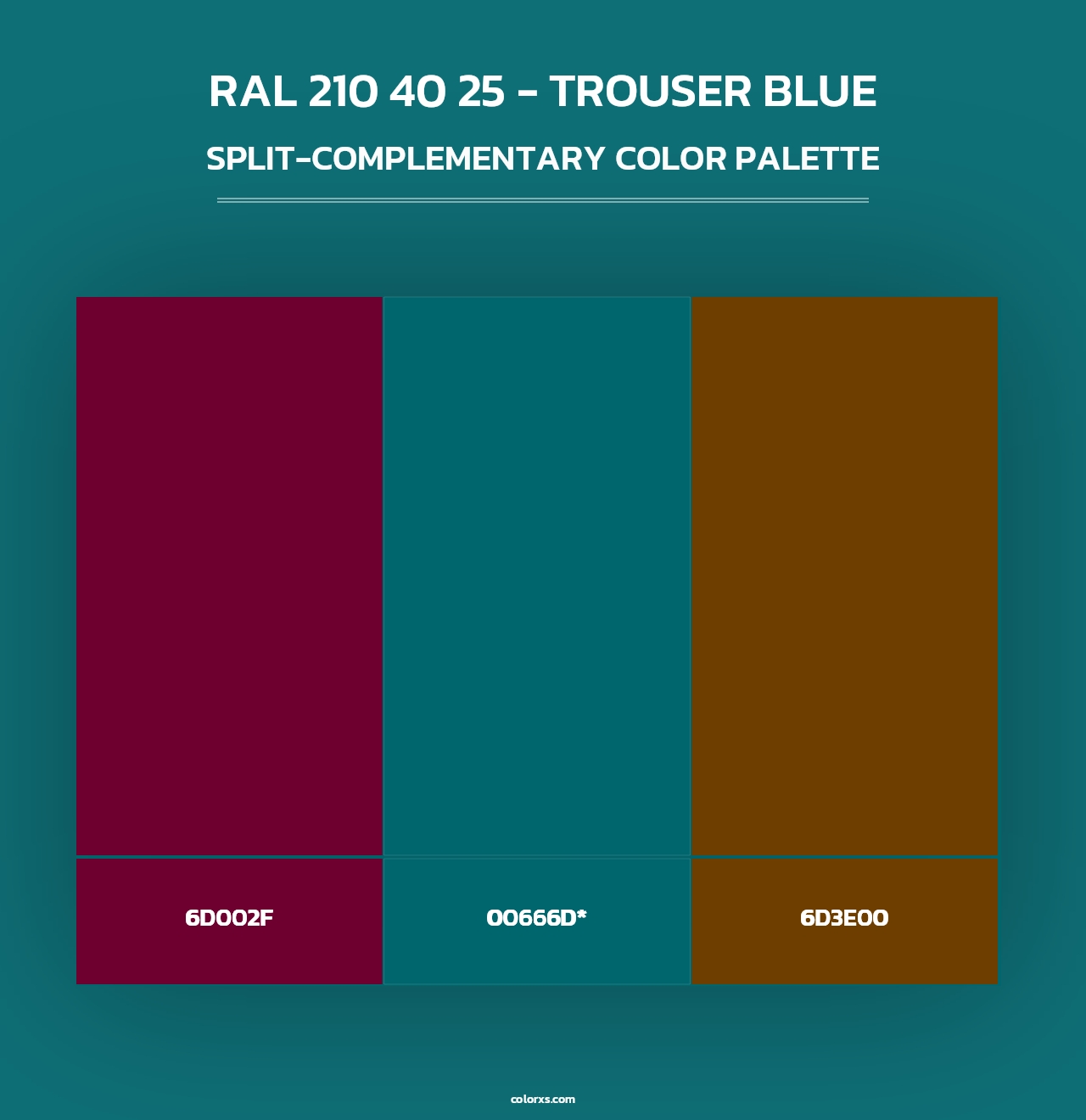 RAL 210 40 25 - Trouser Blue - Split-Complementary Color Palette