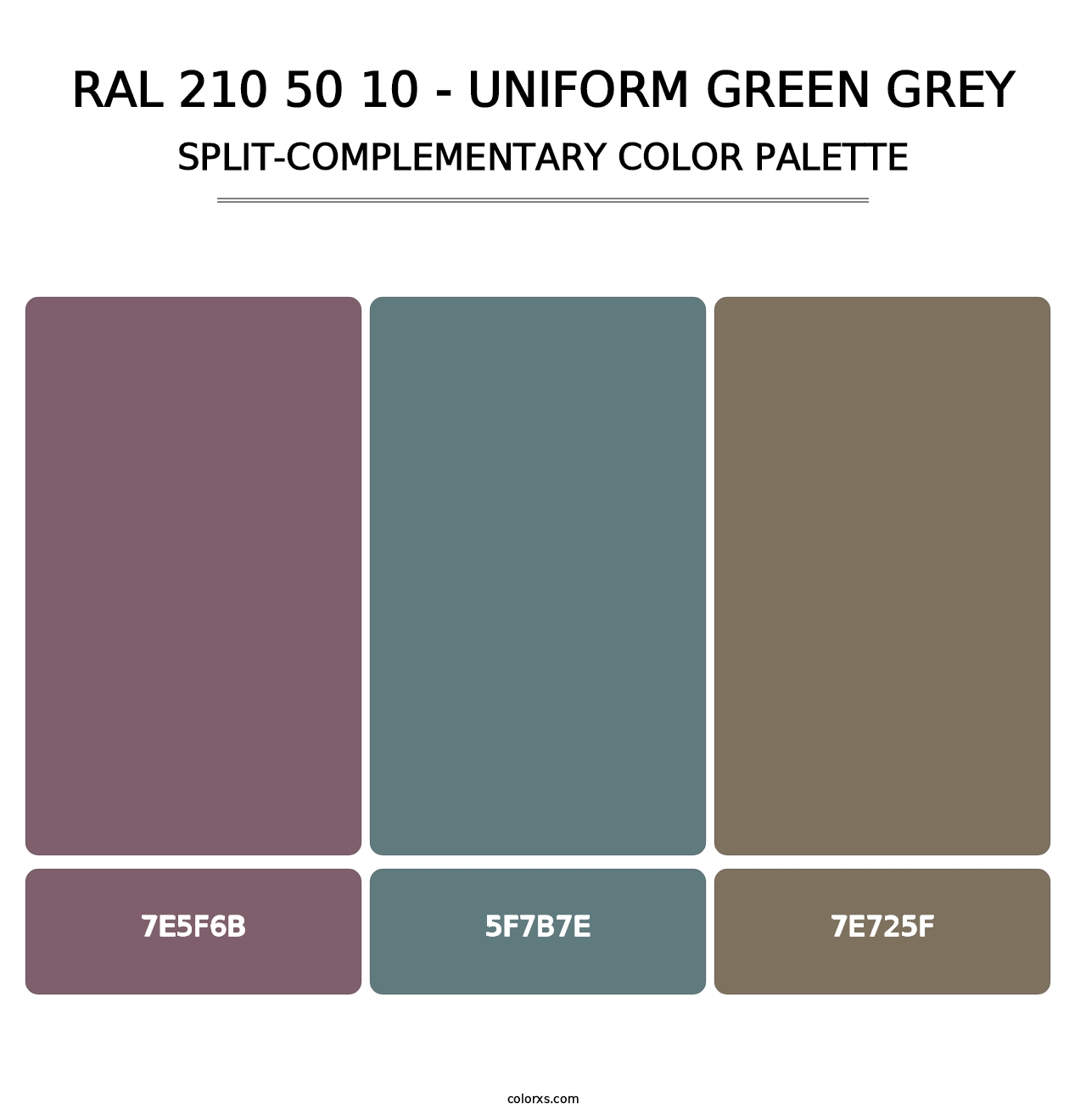 RAL 210 50 10 - Uniform Green Grey - Split-Complementary Color Palette