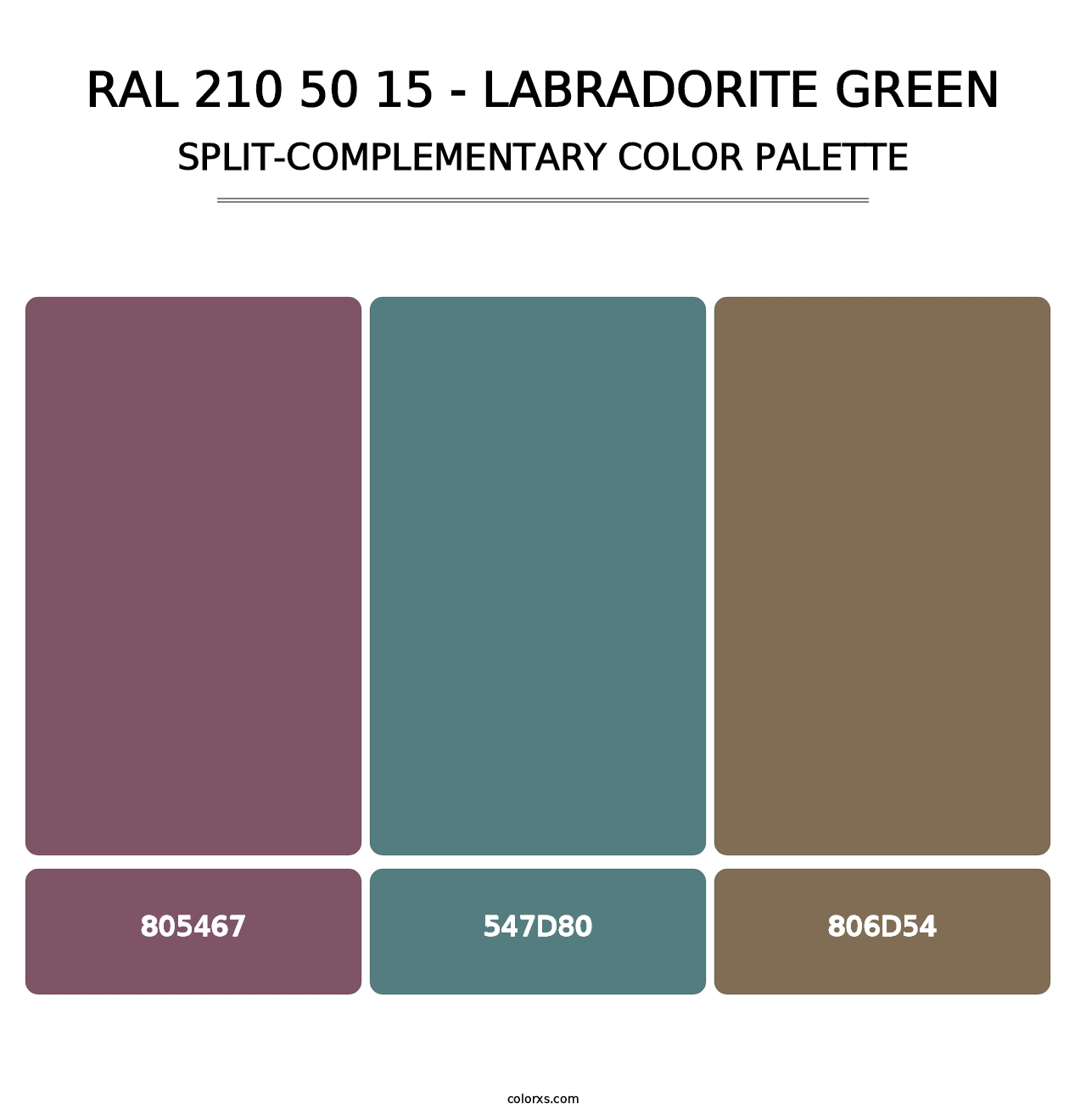 RAL 210 50 15 - Labradorite Green - Split-Complementary Color Palette