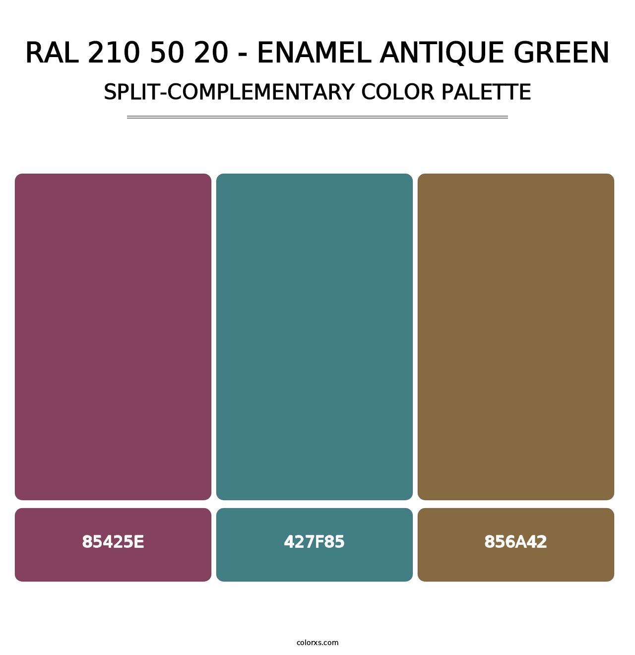 RAL 210 50 20 - Enamel Antique Green - Split-Complementary Color Palette