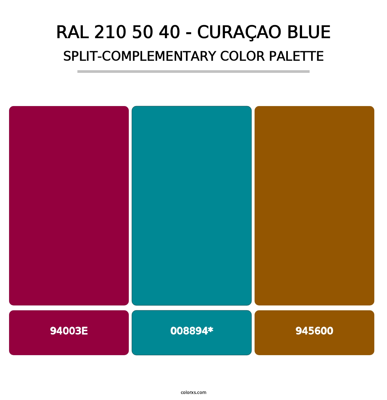 RAL 210 50 40 - Curaçao Blue - Split-Complementary Color Palette