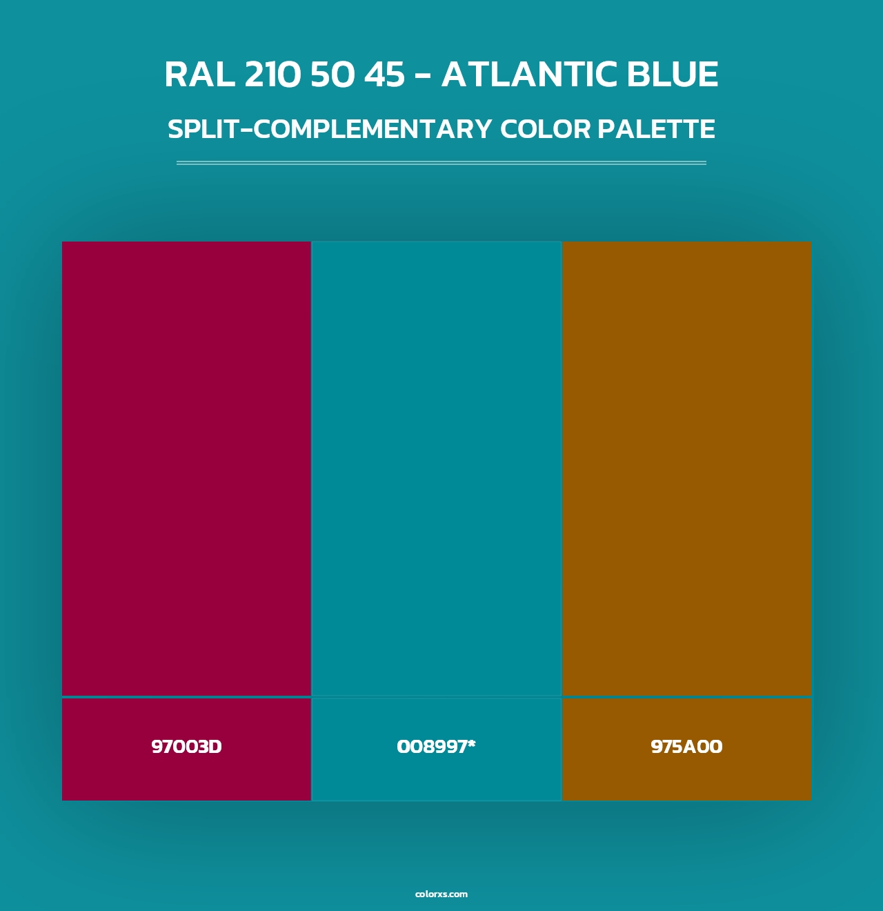 RAL 210 50 45 - Atlantic Blue - Split-Complementary Color Palette