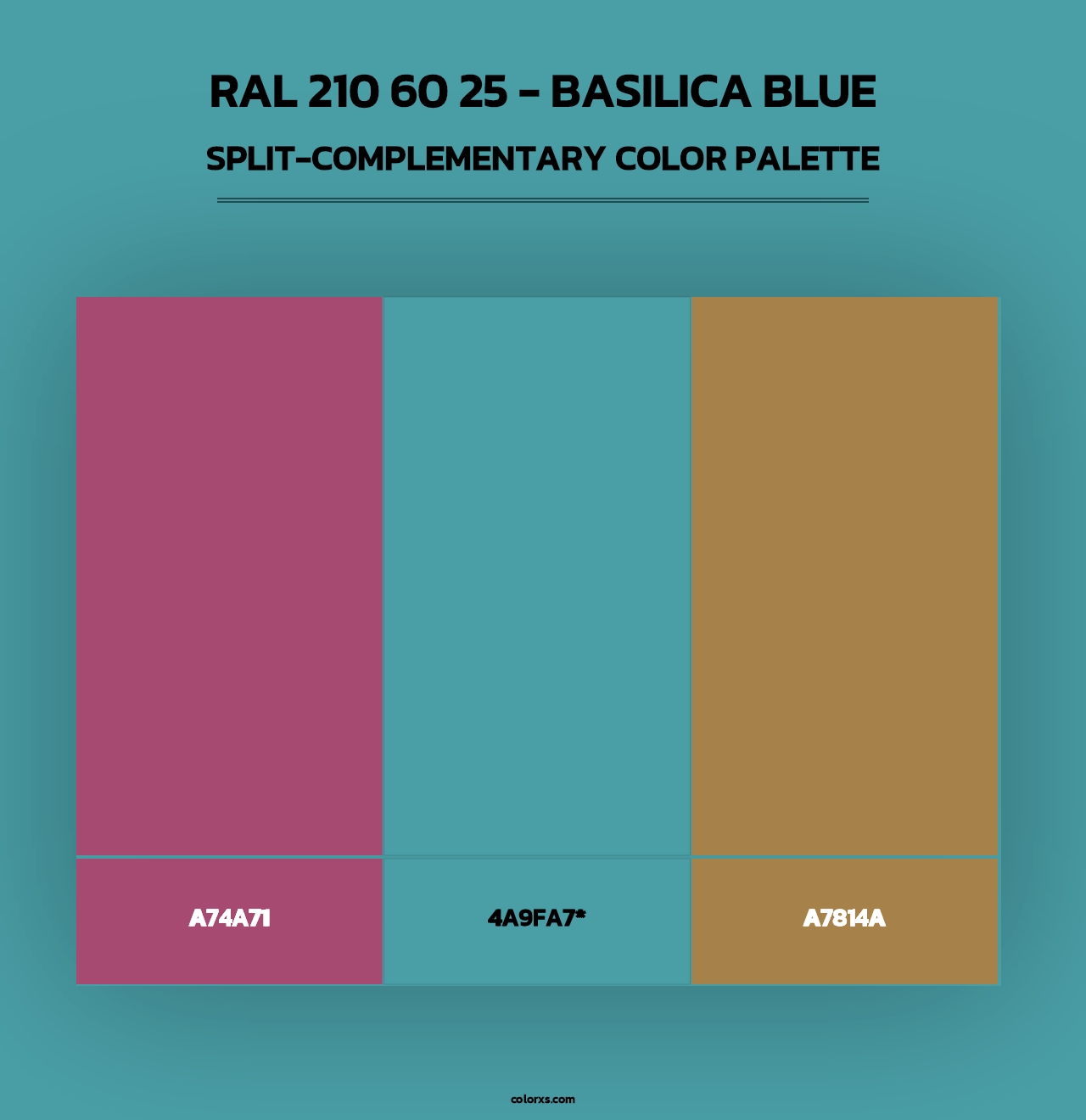 RAL 210 60 25 - Basilica Blue - Split-Complementary Color Palette