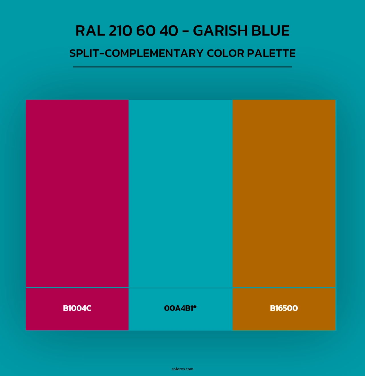 RAL 210 60 40 - Garish Blue - Split-Complementary Color Palette