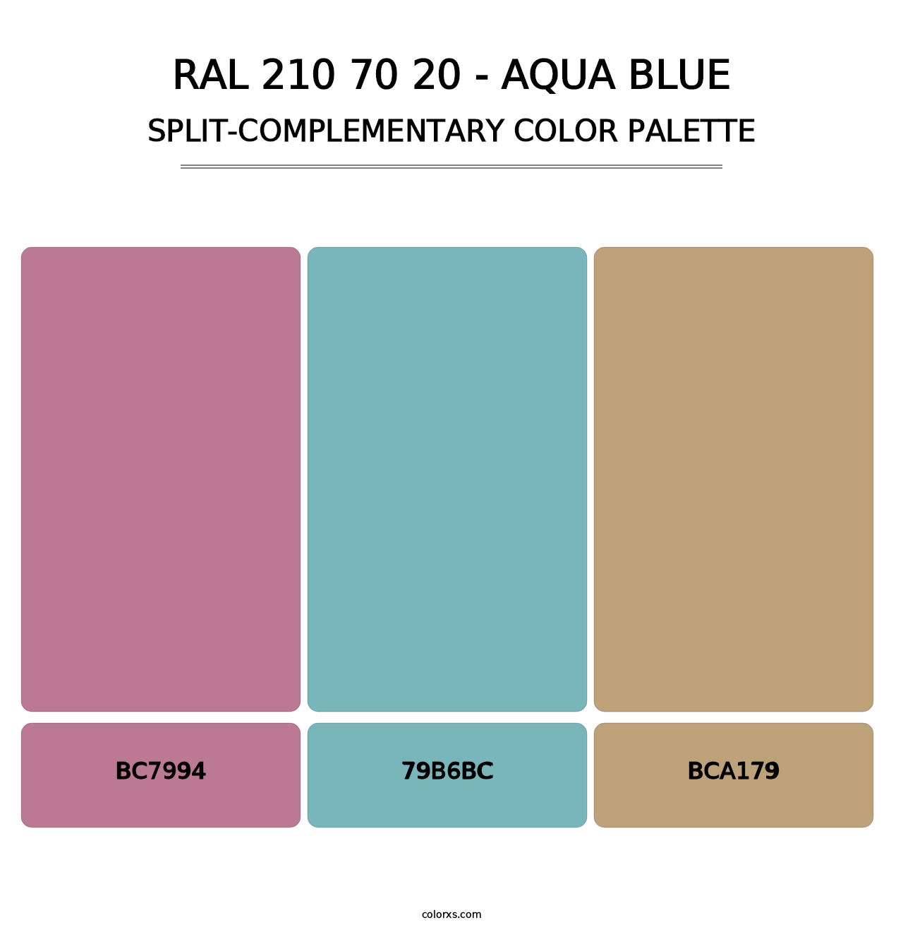 RAL 210 70 20 - Aqua Blue - Split-Complementary Color Palette