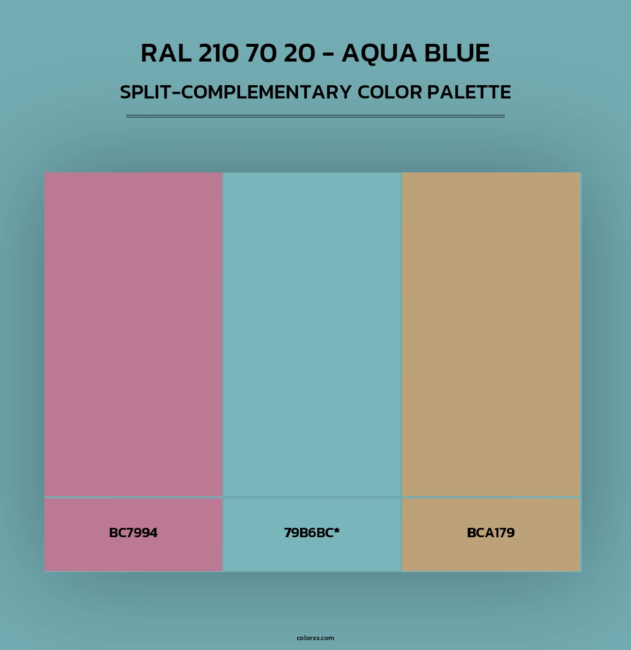 RAL 210 70 20 - Aqua Blue - Split-Complementary Color Palette