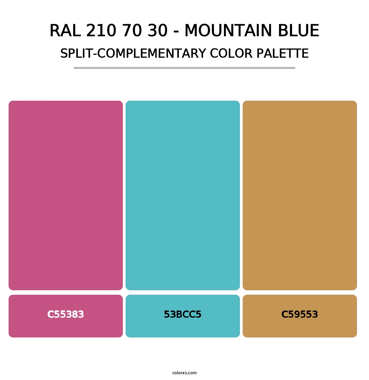 RAL 210 70 30 - Mountain Blue - Split-Complementary Color Palette