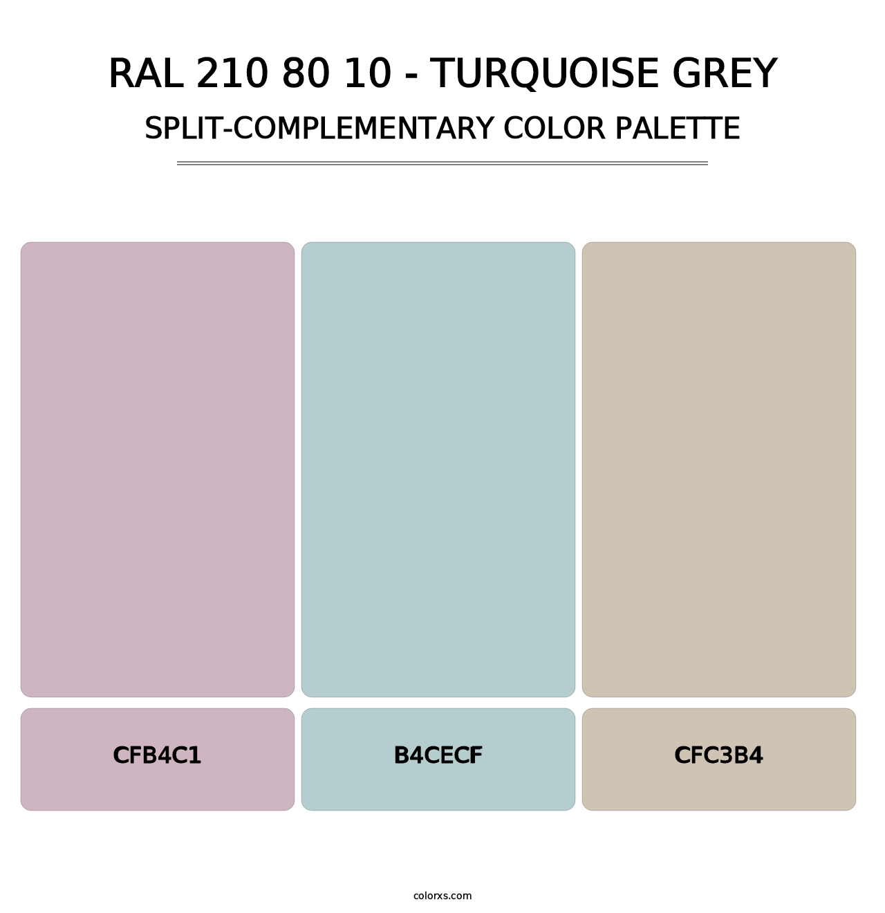 RAL 210 80 10 - Turquoise Grey - Split-Complementary Color Palette