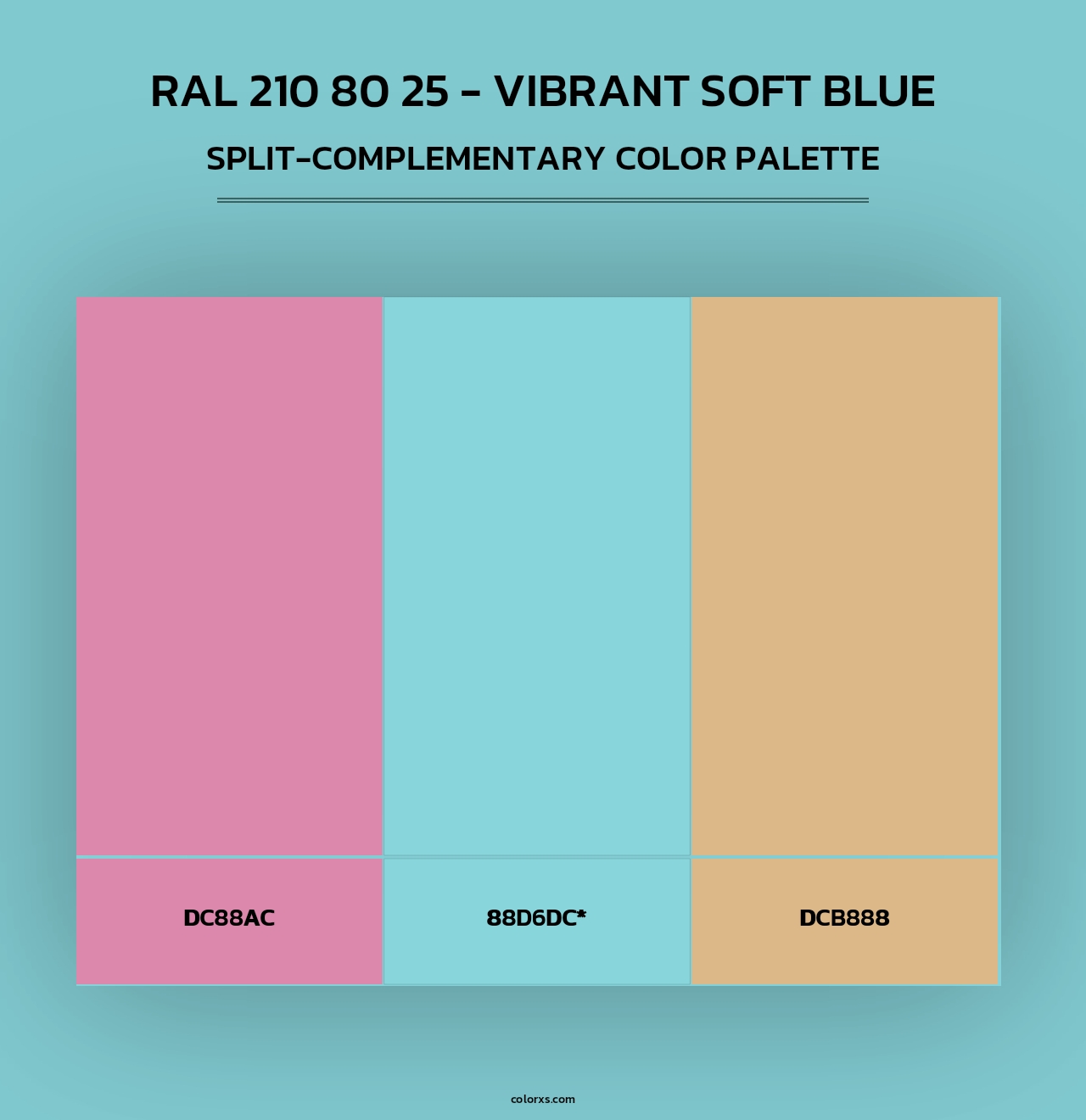 RAL 210 80 25 - Vibrant Soft Blue - Split-Complementary Color Palette