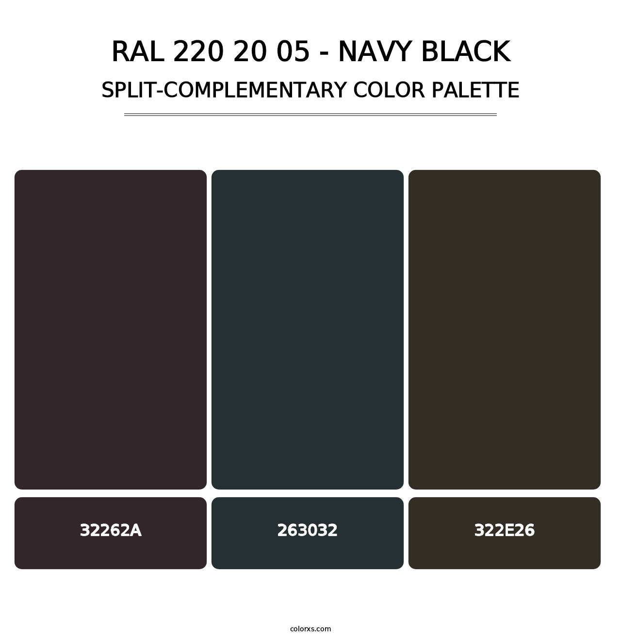 RAL 220 20 05 - Navy Black - Split-Complementary Color Palette