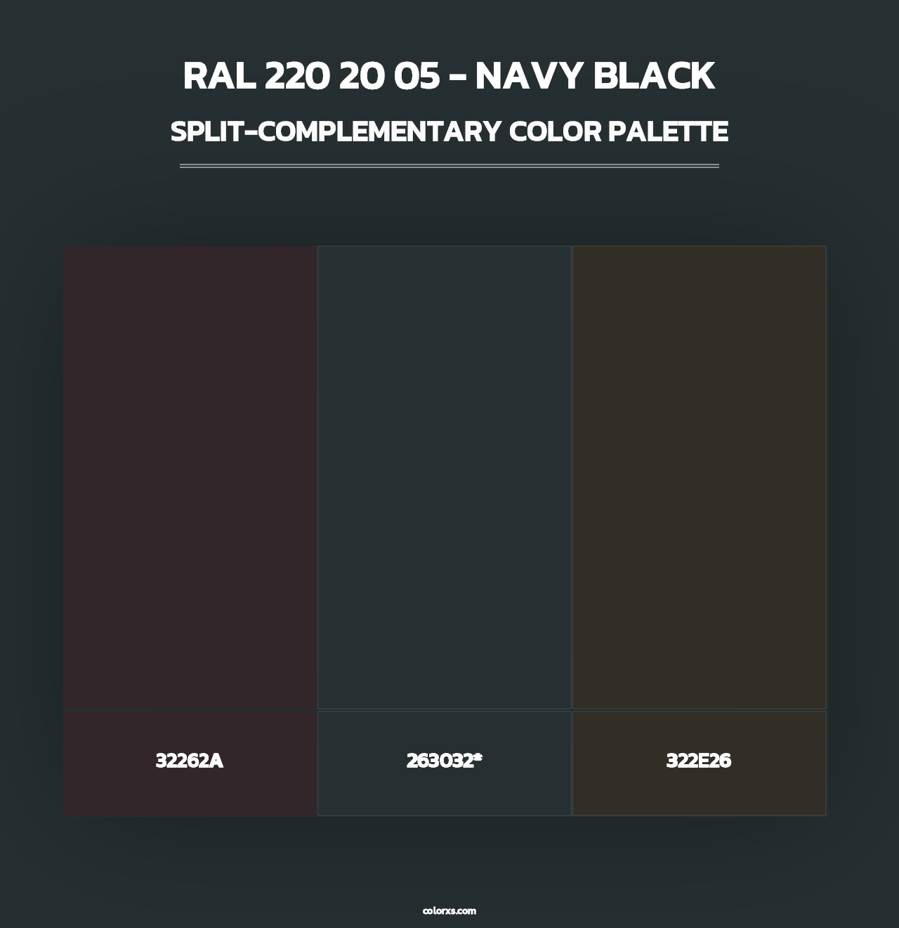 RAL 220 20 05 - Navy Black - Split-Complementary Color Palette