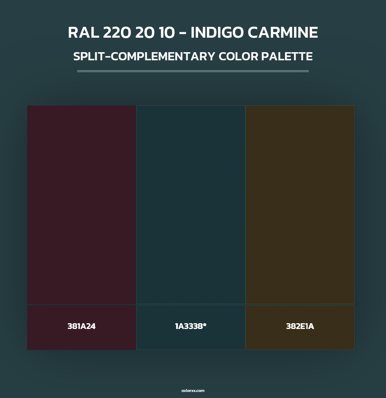 RAL 220 20 10 - Indigo Carmine - Split-Complementary Color Palette