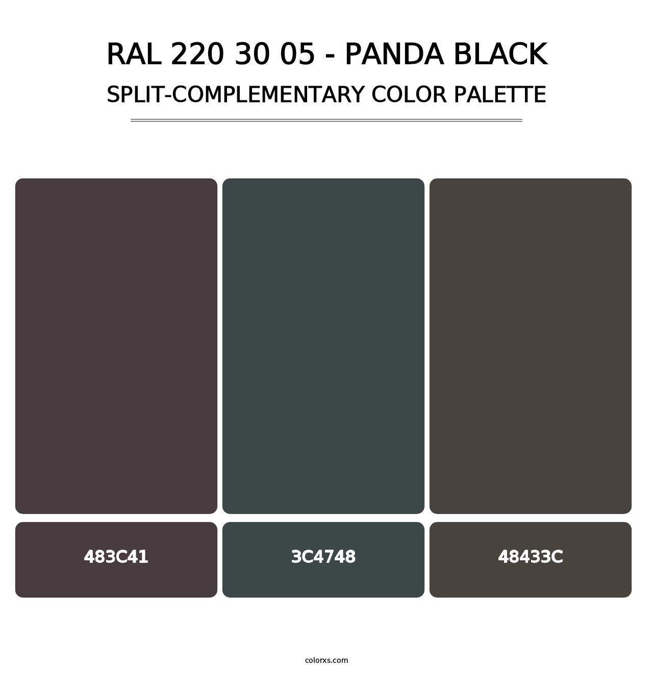 RAL 220 30 05 - Panda Black - Split-Complementary Color Palette