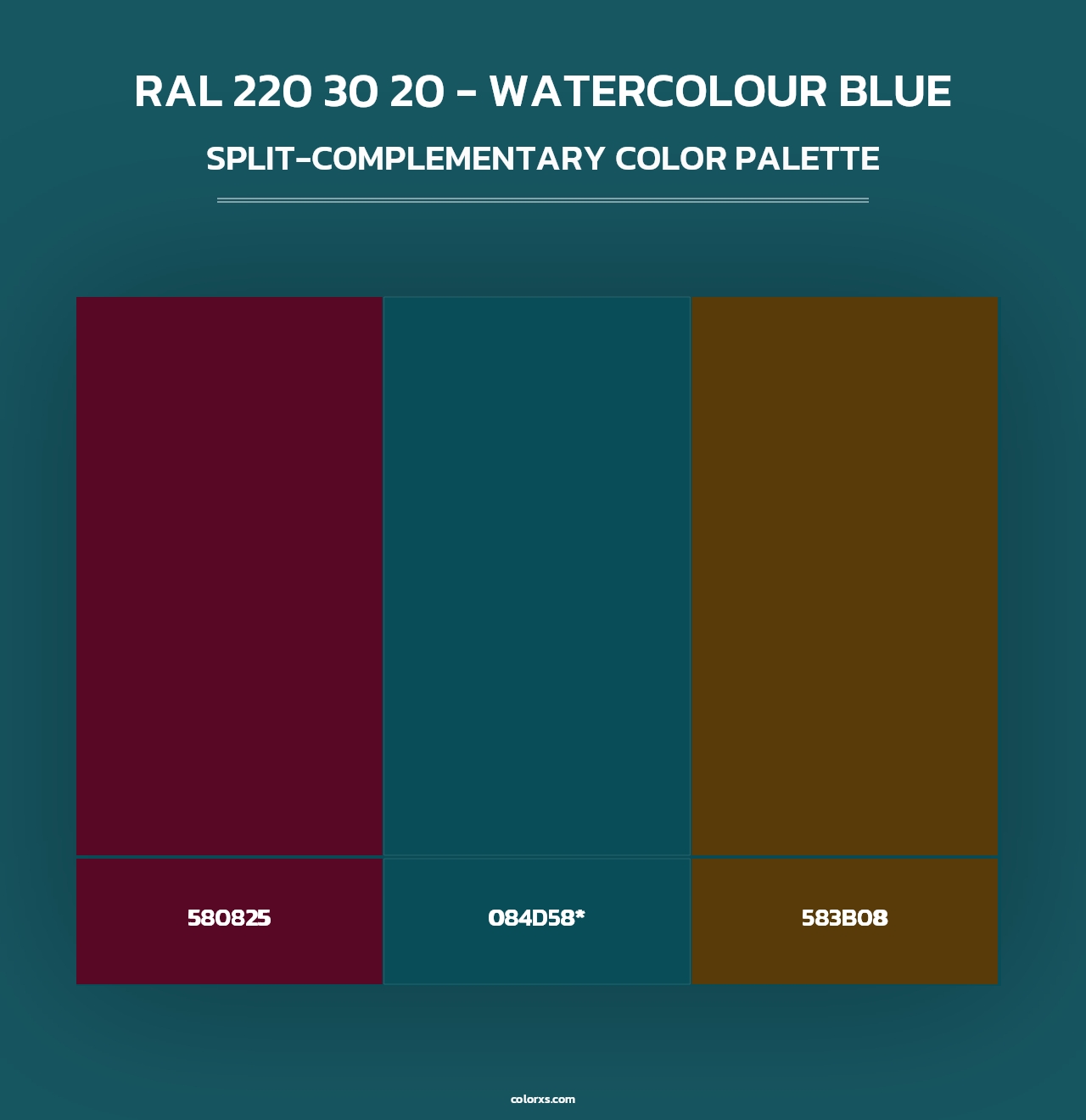 RAL 220 30 20 - Watercolour Blue - Split-Complementary Color Palette