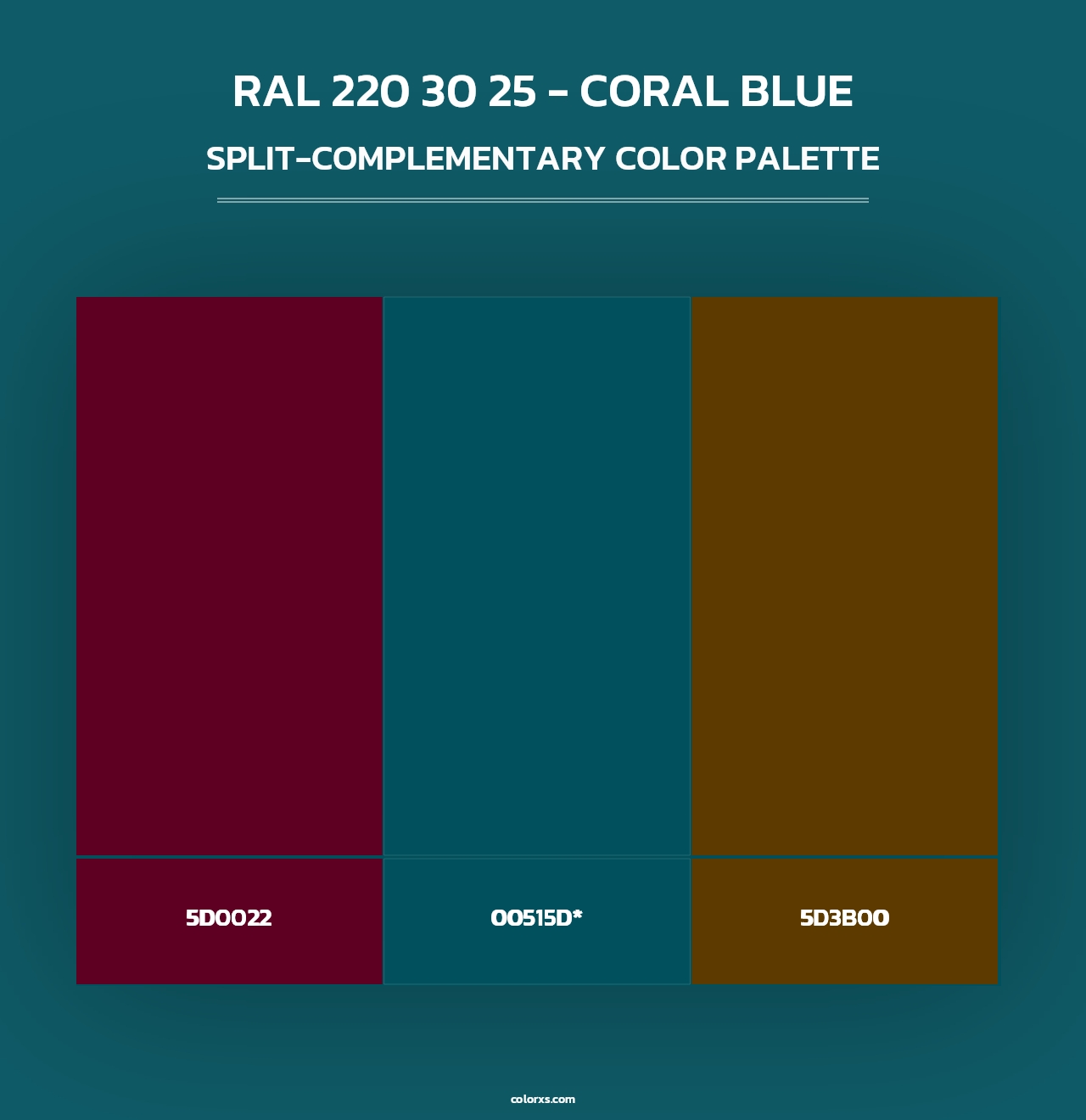 RAL 220 30 25 - Coral Blue - Split-Complementary Color Palette