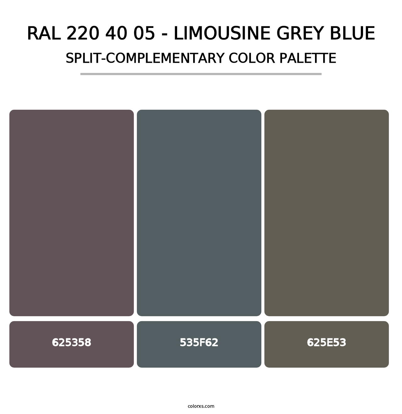 RAL 220 40 05 - Limousine Grey Blue - Split-Complementary Color Palette