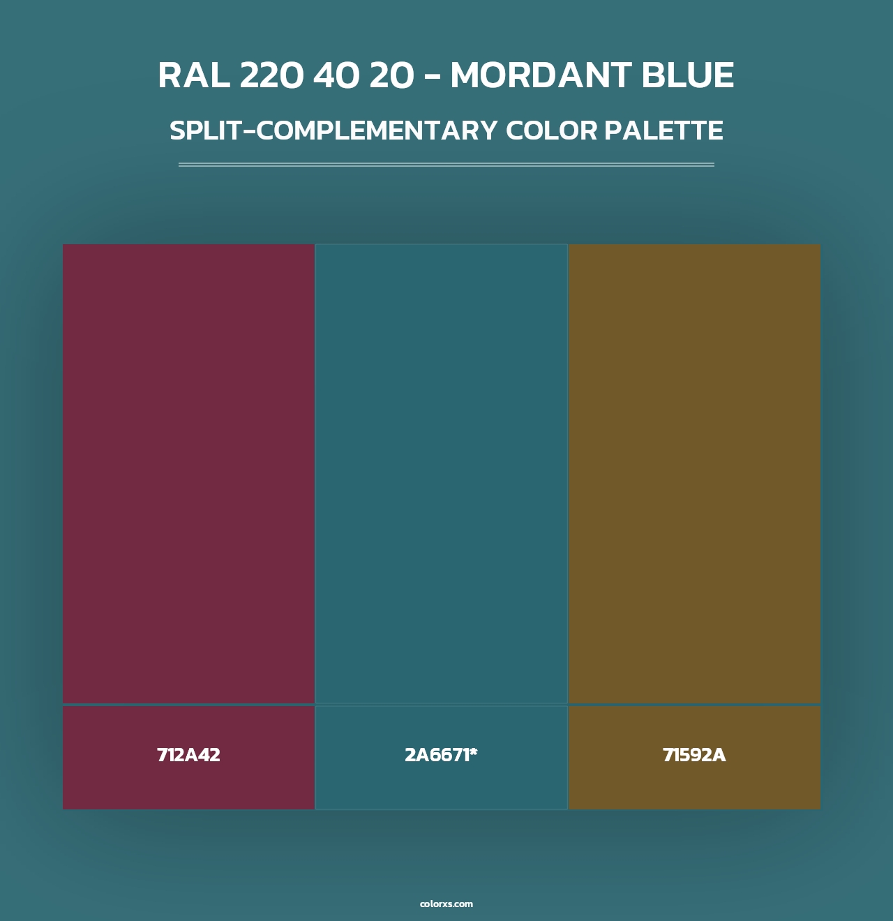 RAL 220 40 20 - Mordant Blue - Split-Complementary Color Palette