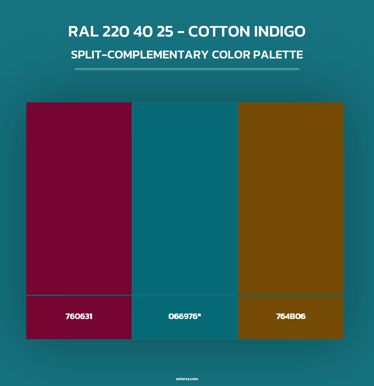 RAL 220 40 25 - Cotton Indigo - Split-Complementary Color Palette