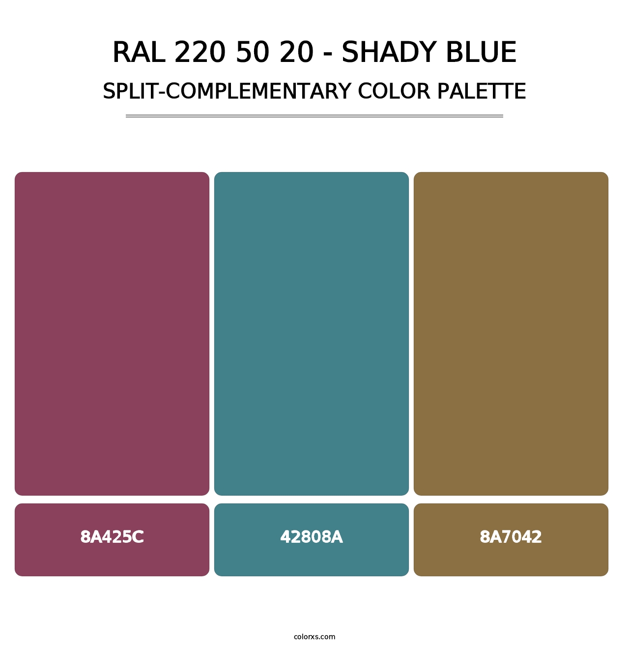 RAL 220 50 20 - Shady Blue - Split-Complementary Color Palette