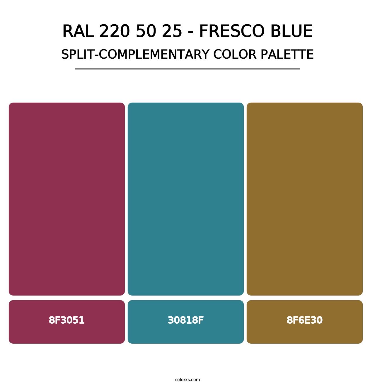 RAL 220 50 25 - Fresco Blue - Split-Complementary Color Palette