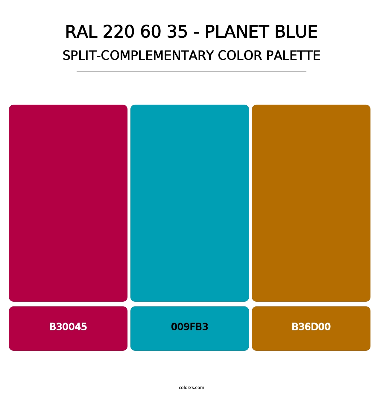 RAL 220 60 35 - Planet Blue - Split-Complementary Color Palette