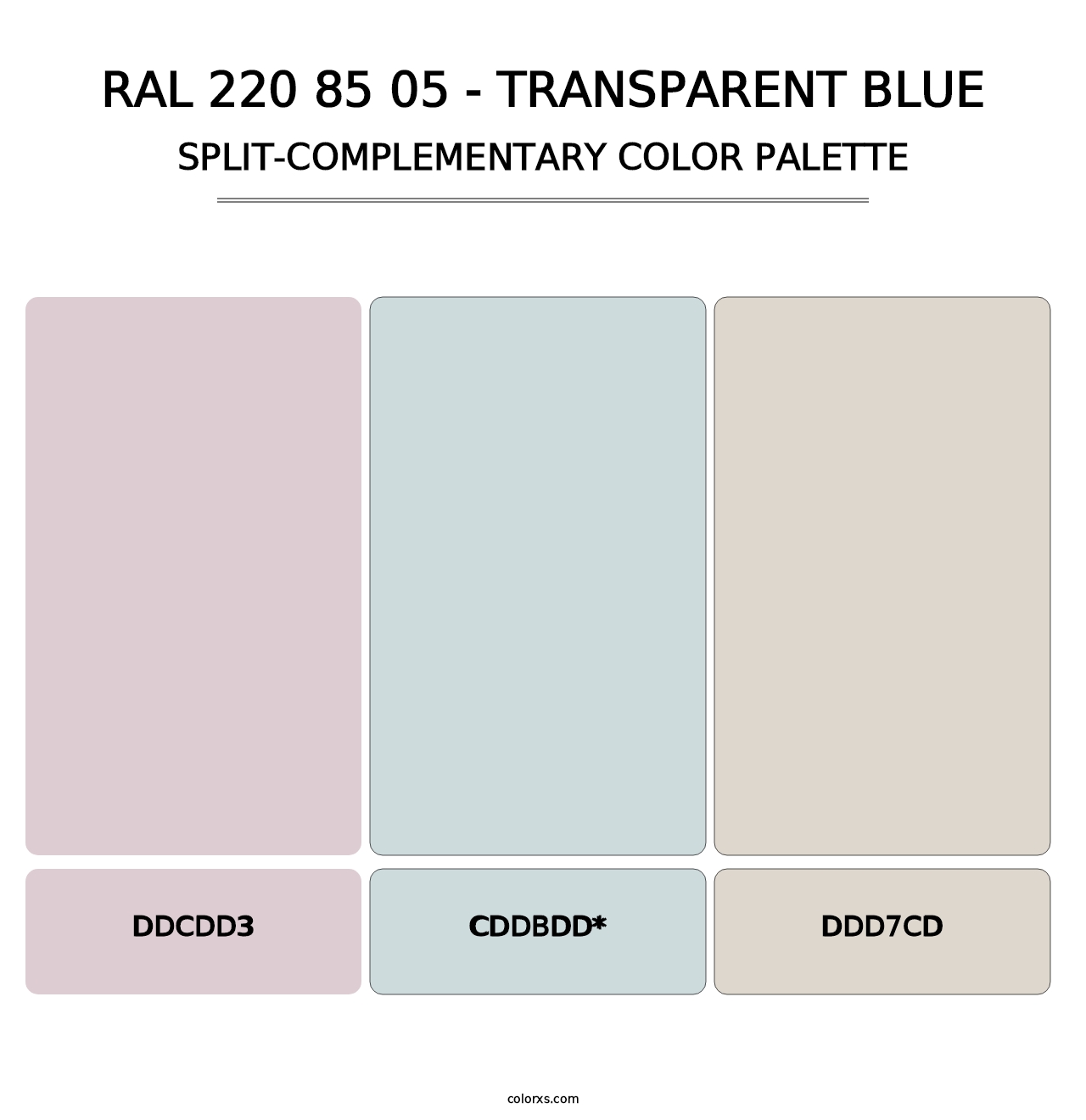 RAL 220 85 05 - Transparent Blue - Split-Complementary Color Palette