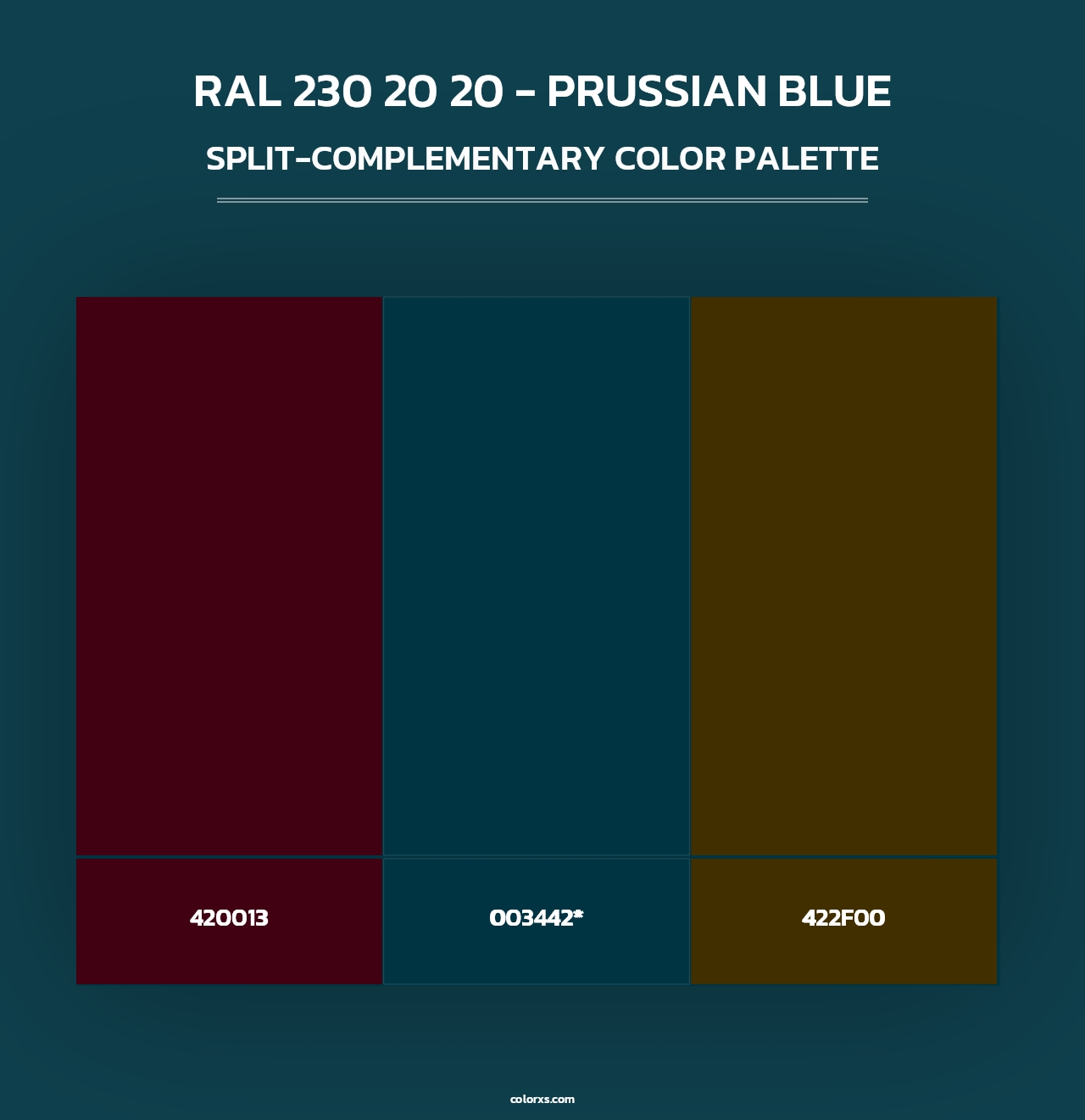 RAL 230 20 20 - Prussian Blue - Split-Complementary Color Palette