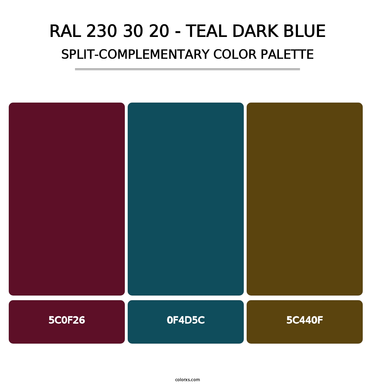 RAL 230 30 20 - Teal Dark Blue - Split-Complementary Color Palette