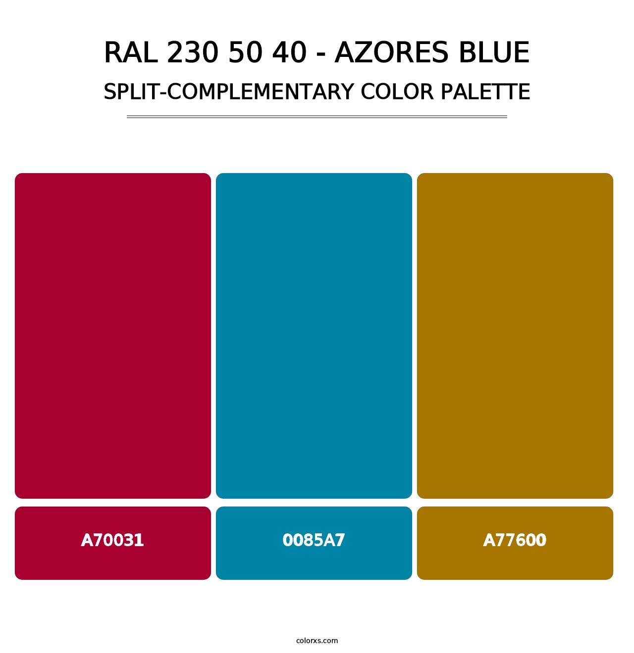 RAL 230 50 40 - Azores Blue - Split-Complementary Color Palette