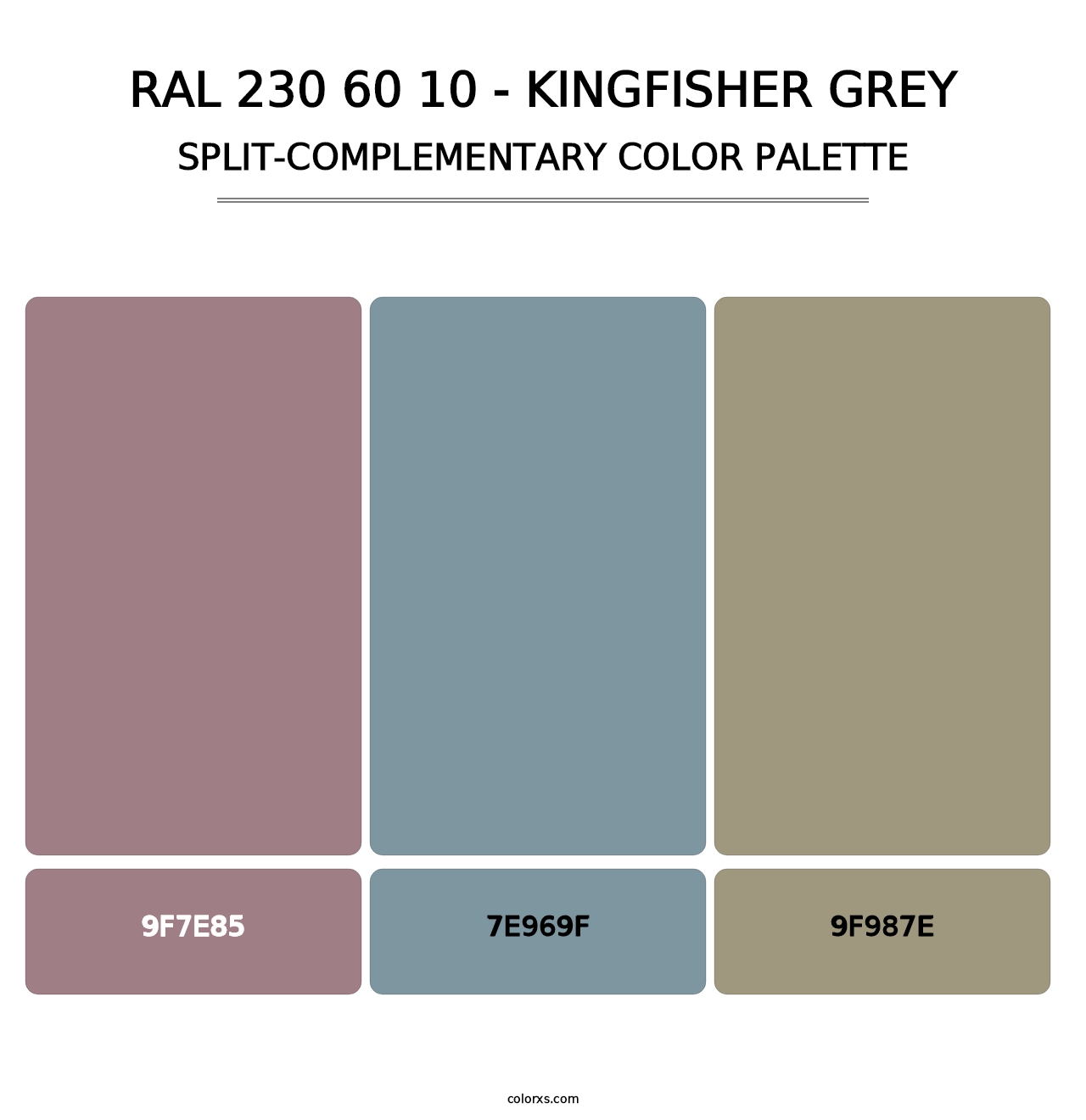 RAL 230 60 10 - Kingfisher Grey - Split-Complementary Color Palette
