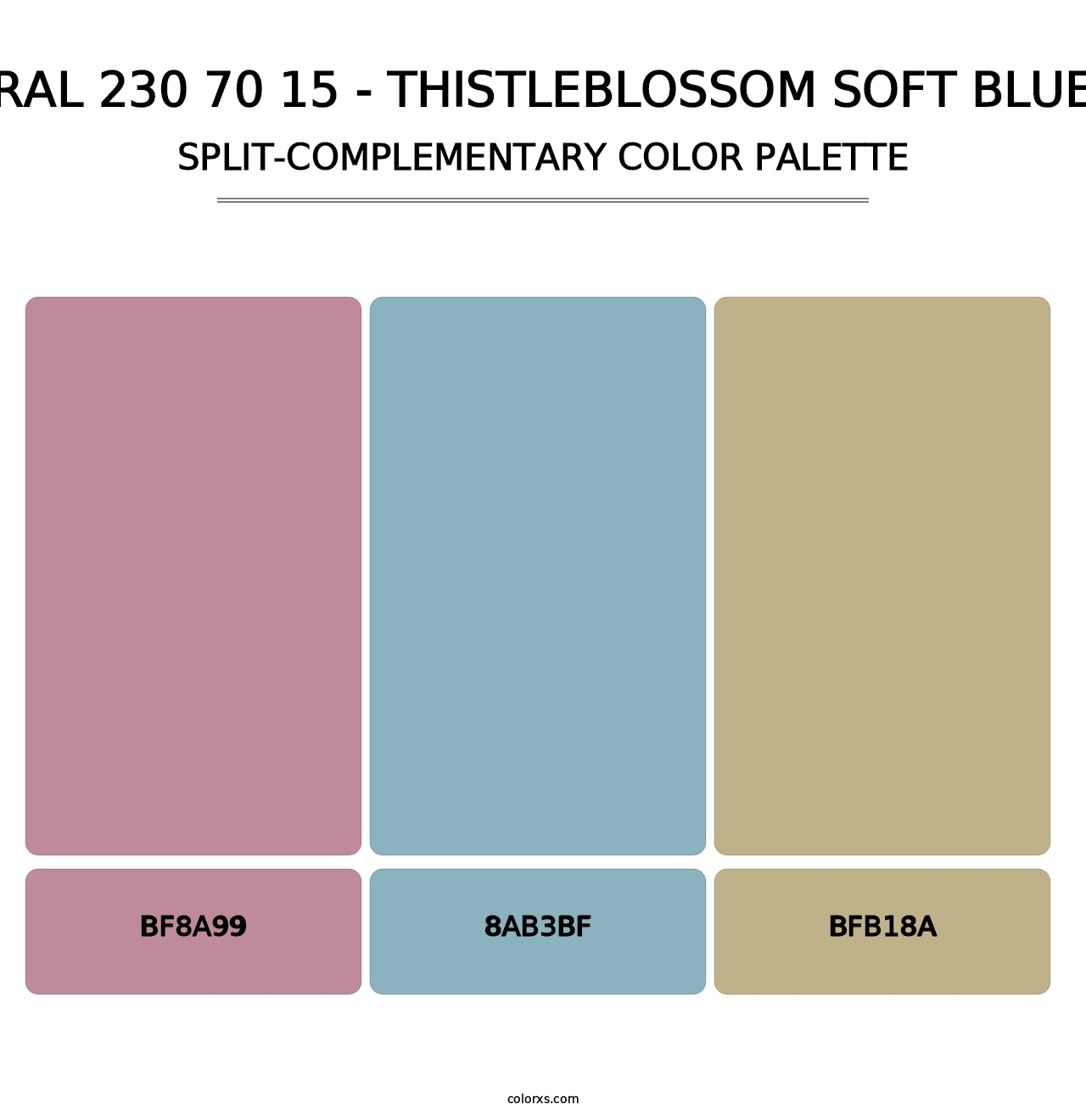 RAL 230 70 15 - Thistleblossom Soft Blue - Split-Complementary Color Palette