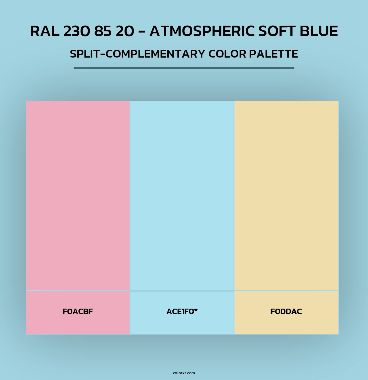 RAL 230 85 20 - Atmospheric Soft Blue - Split-Complementary Color Palette