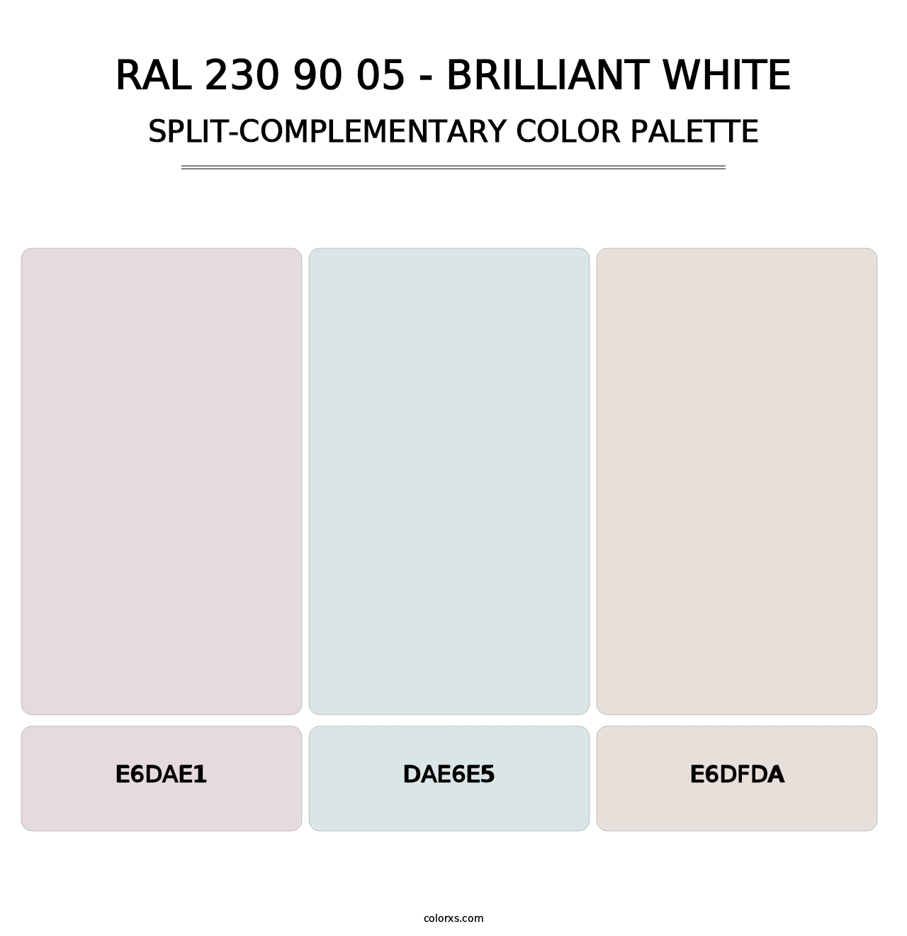 RAL 230 90 05 - Brilliant White - Split-Complementary Color Palette