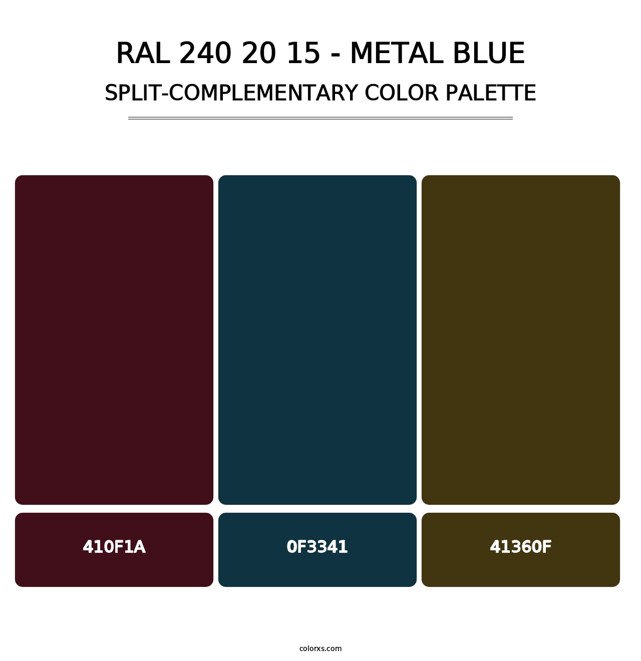 RAL 240 20 15 - Metal Blue - Split-Complementary Color Palette