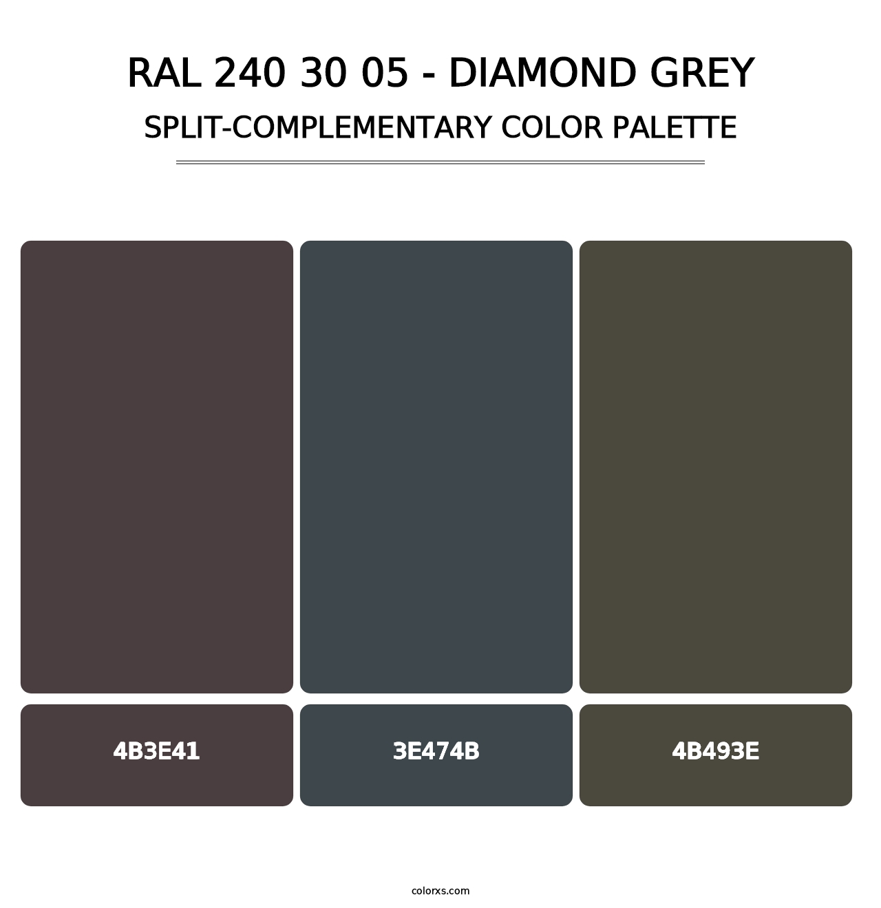 RAL 240 30 05 - Diamond Grey - Split-Complementary Color Palette