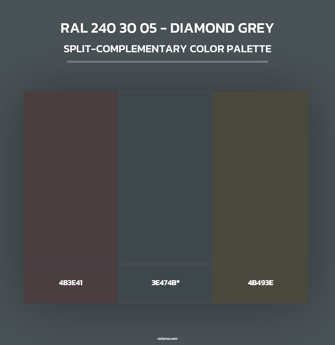 RAL 240 30 05 - Diamond Grey - Split-Complementary Color Palette