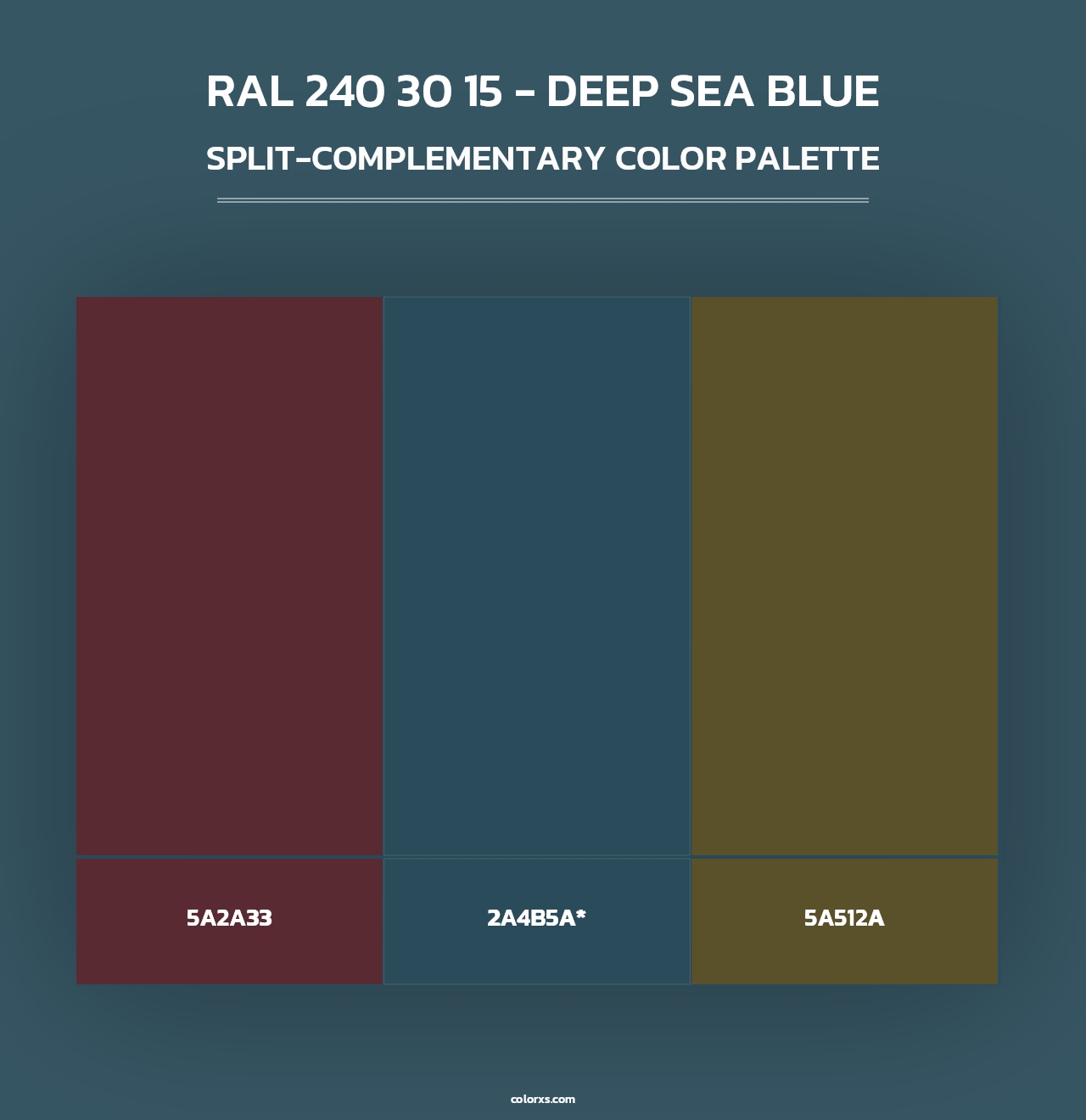 RAL 240 30 15 - Deep Sea Blue - Split-Complementary Color Palette