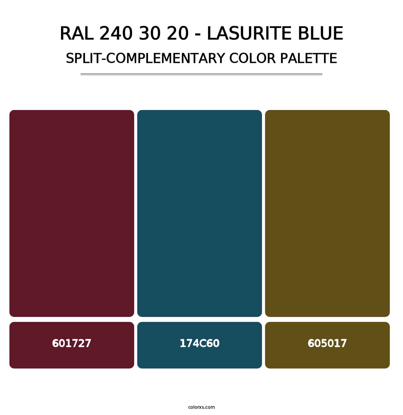 RAL 240 30 20 - Lasurite Blue - Split-Complementary Color Palette