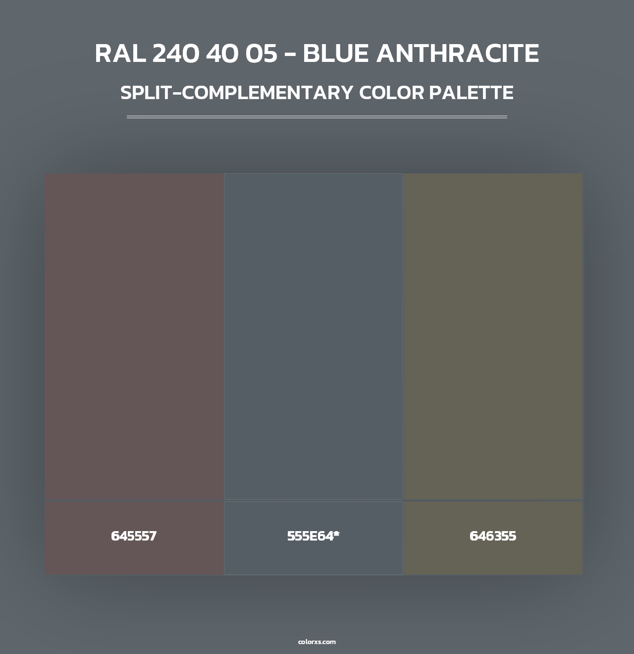 RAL 240 40 05 - Blue Anthracite - Split-Complementary Color Palette
