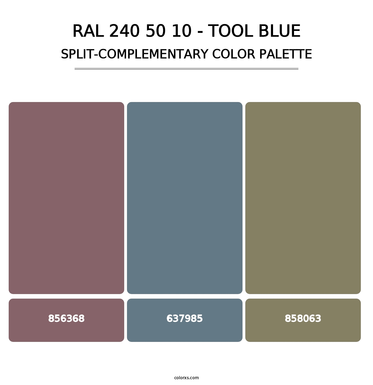 RAL 240 50 10 - Tool Blue - Split-Complementary Color Palette