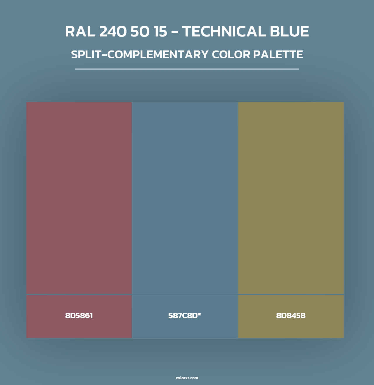 RAL 240 50 15 - Technical Blue - Split-Complementary Color Palette