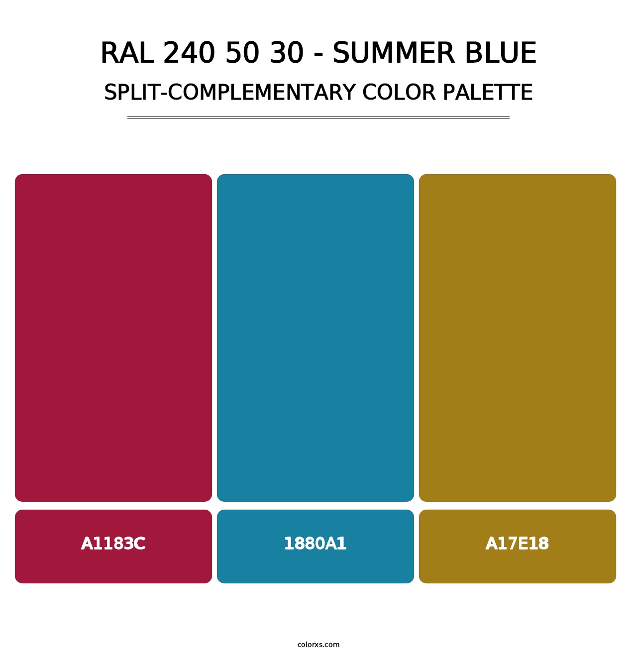 RAL 240 50 30 - Summer Blue - Split-Complementary Color Palette