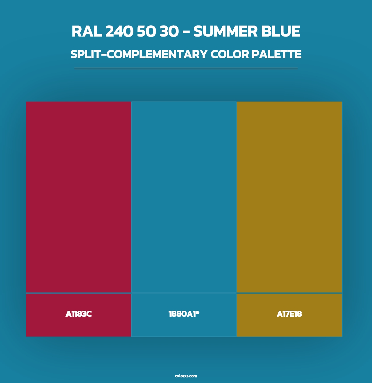 RAL 240 50 30 - Summer Blue - Split-Complementary Color Palette