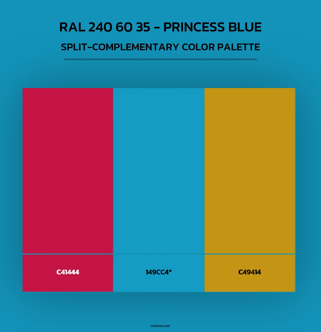 RAL 240 60 35 - Princess Blue - Split-Complementary Color Palette